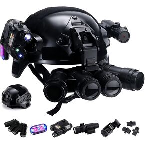 Kids Tactical Helmet Set - 4-Eye Night Vision Model, Flashlight & NVG Mount | Multi-Functional Combat Gear for Cosplay Airsoft Outdoor Game in Kuwait