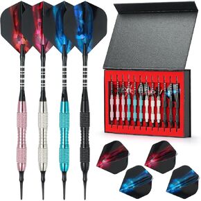 Soft Tip Darts Set with Gift Box Dart Case Professional Darts Plastic Tip with 100 Dart Tips 12 Shafts 24 Flights Tool Kit Flight Protectors for Electronic Dart Board in Kuwait