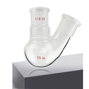 دورق زجاجي ذو جدار ثقيل 50 مل ورقبة دائرية سفلية، مع وصلة خارجية مدببة قياسية في المنتصف والجانب مقاس 19/22 - 250 مل in Kuwait