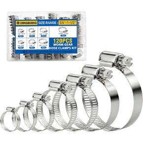 120 Pcs Stainless Steel Hose Clamps Assortment Kit, Adjustable1/4''–1-1/2'' (6-38mm),Worm Gear Hose Clamp Pipe Clamp Fuel Line Clamp For Plumbing, Automotive,Radiator,Garden,Mechanical Applications in Saudi Arabia