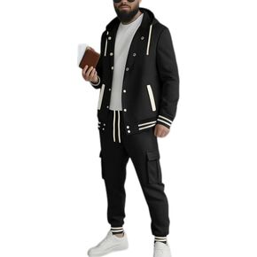 prigridche Men's Hooded Baseball Cardigan Sweatshirt Tracksuit Sets in Saudi Arabia