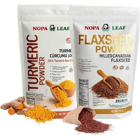 NOPA Leaf Daily Superfood Wellness Bundle – Flax Seed Powder + Turmeric Powder – Digestive Balance, Antioxidant Support & Daily Nutrition in Kuwait