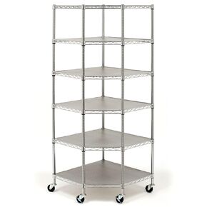 Heavy Duty Steel 6-Tier Corner Restaurant Shelf Commercial Food Storage, NSF Approved in Saudi Arabia