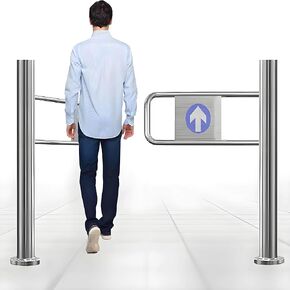 بوابة أرجوحة أوتوماتيكية من الفولاذ المقاوم للصدأ - بوابة أمان معدنية متينة للممر والمستودع، تصميم في اتجاه واحد، فتحة يسار/يمين، 4.27 × 3.18 قدم، سهلة التركيب in Kuwait