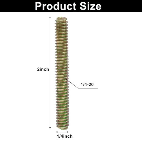 Murtenze 12 Pack Fully Threaded Rod, Color Zinc Plated Rod Carbon Steel Screw, 1/4"-20, 2" Length Thread Screw for Furniture Assembly Fastening in Saudi Arabia