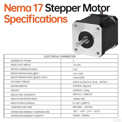 Nema 17 Stepper Motor 2 Phase 1.8‌°‌ 0.6Nm(84.97oz·in) High Torque Bipolar 47mm 1.6Ω 2.3A 4-Wire Shaft 24mm φ5mm 42 Stepper Motor Cable 1M for 3D Printer DIY Robot CNC Machine in Kuwait