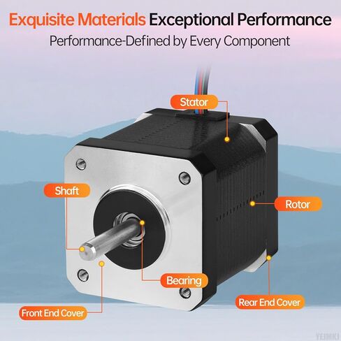 Nema 17 Stepper Motor 2 Phase 1.8‌°‌ 0.6Nm(84.97oz·in) High Torque Bipolar 47mm 1.6Ω 2.3A 4-Wire Shaft 24mm φ5mm 42 Stepper Motor Cable 1M for 3D Printer DIY Robot CNC Machine in Kuwait