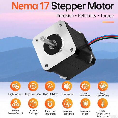 Nema 17 Stepper Motor 2 Phase 1.8‌°‌ 0.6Nm(84.97oz·in) High Torque Bipolar 47mm 1.6Ω 2.3A 4-Wire Shaft 24mm φ5mm 42 Stepper Motor Cable 1M for 3D Printer DIY Robot CNC Machine in Kuwait