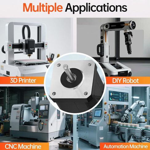 Nema 17 Stepper Motor 2 Phase 1.8‌°‌ 0.6Nm(84.97oz·in) High Torque Bipolar 47mm 1.6Ω 2.3A 4-Wire Shaft 24mm φ5mm 42 Stepper Motor Cable 1M for 3D Printer DIY Robot CNC Machine in Kuwait