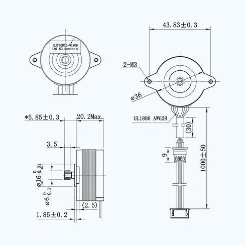 KLR 36D Stepper Motor for VORON, 2 Phase 1A 1.8° 190 mN.m Torque,180°C H-Class Heat Resistance, 3.2V High Speed Motor for VORON VO.1/0.2,Orbiter, Stealthburner, Sherpa Mini, HGX-Lite Extruders in Kuwait