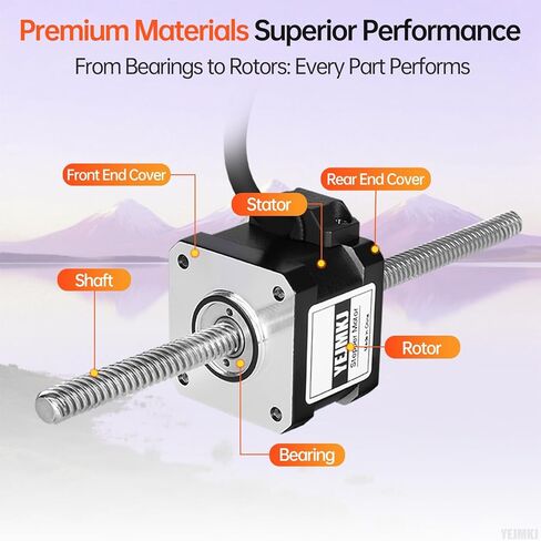 Through Shaft Nema 17 Stepper Motor TR8x8 200mm 2 Phase 1.8‌°‌ High Torque 0.3Nm(42.48oz·in) Bipolar 1.5A 2.7Ω 34mm 42 Step Motor with T8 200mm Cable 1M for 3D Printer DIY Robot CNC in Kuwait