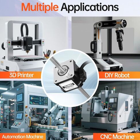 Through Shaft Nema 17 Stepper Motor TR8x8 200mm 2 Phase 1.8‌°‌ High Torque 0.3Nm(42.48oz·in) Bipolar 1.5A 2.7Ω 34mm 42 Step Motor with T8 200mm Cable 1M for 3D Printer DIY Robot CNC in Kuwait