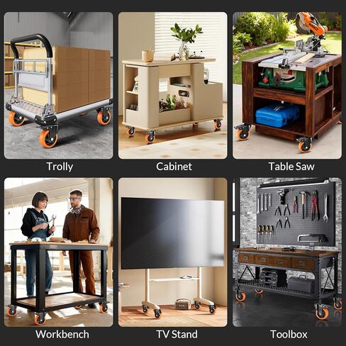 عجلات العجلات، مجموعة عجلات 4 بوصة، مقاس 4.1/2 بوصة - 13 × 1 (قطر المسمار 1/2 بوصة، طول المسمار 1.5 بوصة) عجلات جذعية ملولبة، قفل عجلات دوارة صناعية للأثاث وعربة طاولة العمل in Kuwait