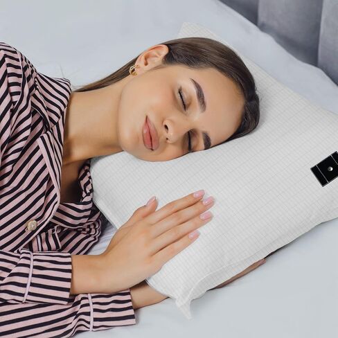 كيس وسادة مؤرض 2 عبوة، 20 × 30، 2 غطاء وسادة مع سلك تأريض بطول 15 قدم، ألياف قطنية فضية ناعمة، تحسين النوم in Kuwait