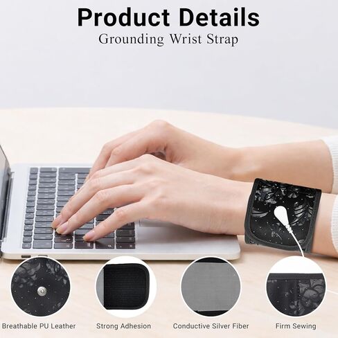 حزام معصم تأريض، سوار تأريض لتحسين طاقة النوم، سوار معصم علاج تأريض مع سلك تأريض بطول 15 قدم 12.4 بوصة × 3.5 بوصة in Kuwait