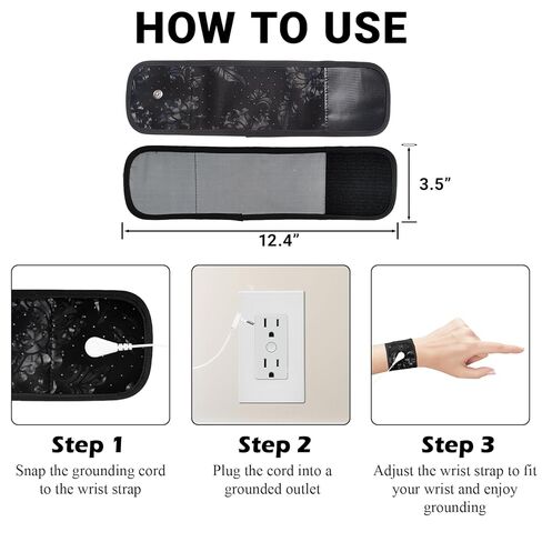 حزام معصم تأريض، سوار تأريض لتحسين طاقة النوم، سوار معصم علاج تأريض مع سلك تأريض بطول 15 قدم 12.4 بوصة × 3.5 بوصة in Kuwait