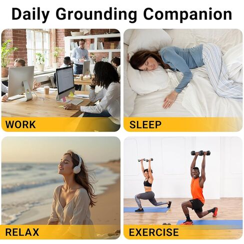 حزام معصم تأريض، سوار تأريض لتحسين طاقة النوم، سوار معصم علاج تأريض مع سلك تأريض بطول 15 قدم 12.4 بوصة × 3.5 بوصة in Kuwait