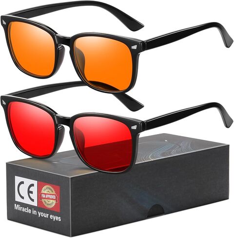 Okany Blue Light Blocking Glasses for Gaming & Sleep – Dual Lens Amber Day & Red Night Glasses, Block 99% Blue Light in Kuwait