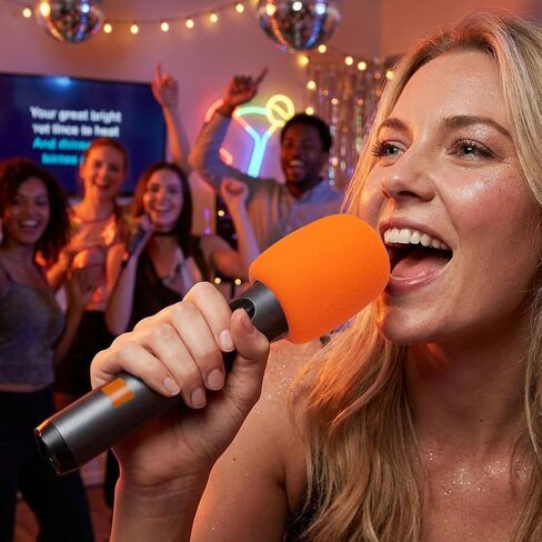 غطاء ميكروفون إسفنجي متوافق مع ميكروفونات الميكروفون اللاسلكية JBL PartyBox، نظام ميكروفون لاسلكي، ميكروفون PartyBox 100، إسفنجة ميكروفون كاريوكي، مرشح بوب للزجاج الأمامي 4 عبوات (برتقالي أسود) in Kuwait