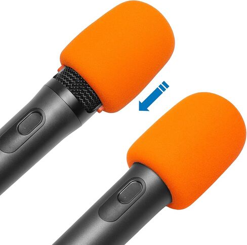 غطاء ميكروفون إسفنجي متوافق مع ميكروفونات الميكروفون اللاسلكية JBL PartyBox، نظام ميكروفون لاسلكي، ميكروفون PartyBox 100، إسفنجة ميكروفون كاريوكي، مرشح بوب للزجاج الأمامي 4 عبوات (برتقالي أسود) in Kuwait