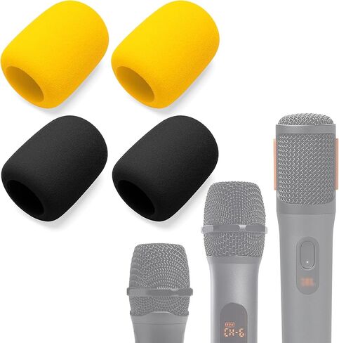 غطاء ميكروفون إسفنجي متوافق مع ميكروفونات الميكروفون اللاسلكية JBL PartyBox، نظام ميكروفون لاسلكي، ميكروفون PartyBox 100، إسفنجة ميكروفون كاريوكي، مرشح بوب للزجاج الأمامي 4 عبوات (برتقالي أسود) in Kuwait