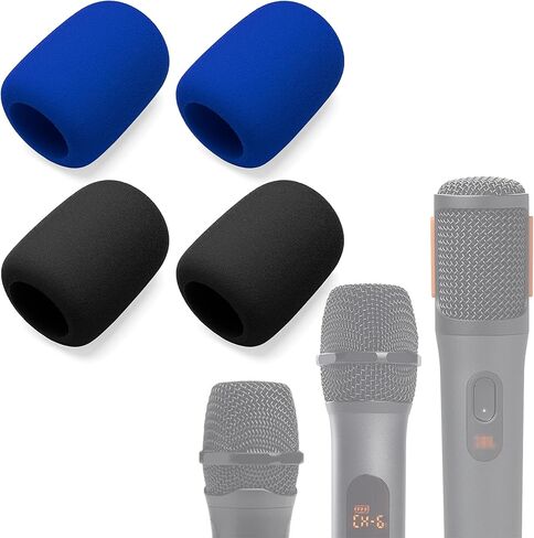 غطاء ميكروفون إسفنجي متوافق مع ميكروفونات الميكروفون اللاسلكية JBL PartyBox، نظام ميكروفون لاسلكي، ميكروفون PartyBox 100، إسفنجة ميكروفون كاريوكي، مرشح بوب للزجاج الأمامي 4 عبوات (برتقالي أسود) in Kuwait