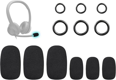 SOULWIT Microphone Cover for Logitech H390/G432/G733, G/H/G Pro/Zone Series Headphones, Protective Mic Foam Cover Pop Filter Windscreen - Black(3 Small + 3 Large) in Saudi Arabia
