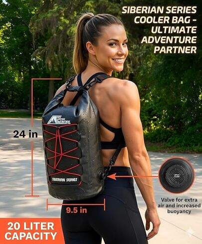 Dry Water Adventure - Marine Grade Waterproof Backpack Insulated Cooler Bag - Camping, Diving, Kayaking, Boating, Beach, Travel, Picnic, Food and Beverage, Siberian Series (20 Liter/5.3 Gallon) in Kuwait