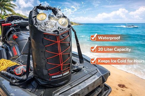 Dry Water Adventure - Marine Grade Waterproof Backpack Insulated Cooler Bag - Camping, Diving, Kayaking, Boating, Beach, Travel, Picnic, Food and Beverage, Siberian Series (20 Liter/5.3 Gallon) in Kuwait