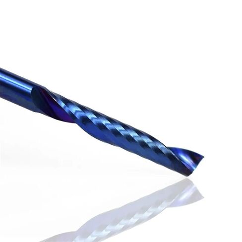 10pcs Single Flute CNC Router Bits 3.175mm Shank Spiral Milling Cutter Blue Coating Carbide End Mill CNC Milling Cutter(3.175x3.175x12mm) in Saudi Arabia