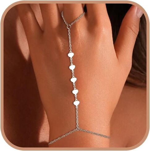 S925 Sterling Silver Cross Hand Link Chain for Women 14K Gold Plated Dainty Cross Pendant Bracelet Ring for Mom Daughter Trendy Jewelry Christmas Easter in Kuwait