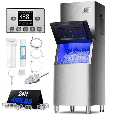 Commercial Ice Maker Machine 450Lbs/24H, 250Lbs Large Storage Split Ice Makers for Business, 156 Cubes in 7-15 Mins, Industrial Stainless Steel Ice Maker with Self-Cleaning for Hotel Restaurant Shops in Kuwait