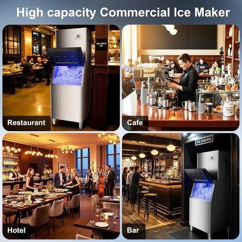 Commercial Ice Maker Machine 450Lbs/24H, 250Lbs Large Storage Split Ice Makers for Business, 156 Cubes in 7-15 Mins, Industrial Stainless Steel Ice Maker with Self-Cleaning for Hotel Restaurant Shops in Kuwait