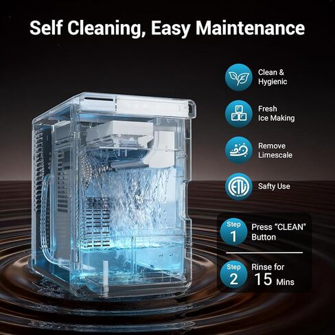 Clear Ice Cube Maker Countertop for Home & Commercial, 3 Crystal 1.6" Ice Cube in 25Mins, Adjustable Ice Thickness, Square Ice Cube Maker Machine with Self-Cleaning for Cocktails, Whiskey & Bourbon in Kuwait