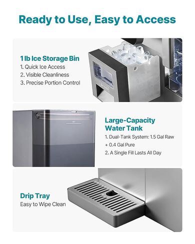 موزع فلتر مياه VEVOR Ice Maker، ماكينة صنع الثلج على سطح الطاولة 4 في 1 مع درجة حرارة الغرفة، ماء ساخن وبارد، فلتر RO 6 مراحل + فلتر تمعدن، متعدد الوظائف لحفلات المكتب المنزلي in Saudi Arabia
