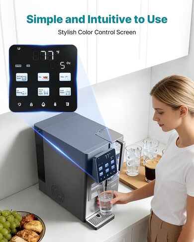موزع فلتر مياه VEVOR Ice Maker، ماكينة صنع الثلج على سطح الطاولة 4 في 1 مع درجة حرارة الغرفة، ماء ساخن وبارد، فلتر RO 6 مراحل + فلتر تمعدن، متعدد الوظائف لحفلات المكتب المنزلي in Saudi Arabia