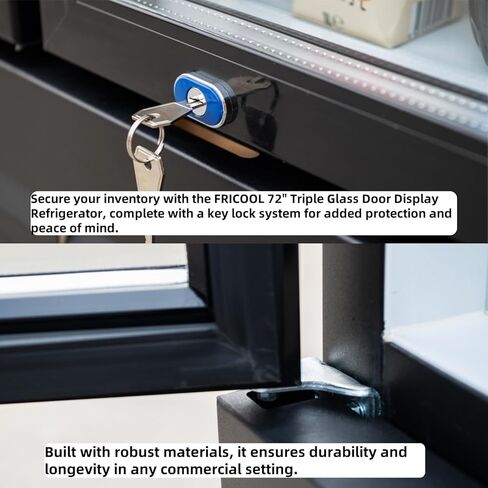 Merchandiser Refrigerator 3 Glass Door, 56 cu ft Beverage Display Cooler, Commercial Upright Fridge with LED Lighting, Adjustable Shelves for Displaying Beverages, Beer, and Drinks, Black in Kuwait