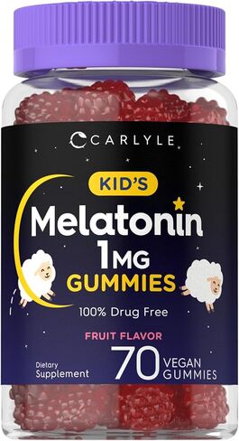 Carlyle Kids Melatonin Gummies | 1 mg 70 Count | Fruit Flavor Gummy | Vegan, Non-GMO, Gluten Free in Kuwait