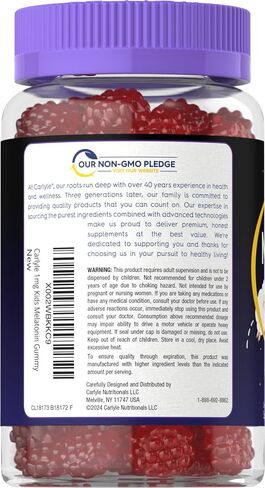 Carlyle Kids Melatonin Gummies | 1 mg 70 Count | Fruit Flavor Gummy | Vegan, Non-GMO, Gluten Free in Kuwait