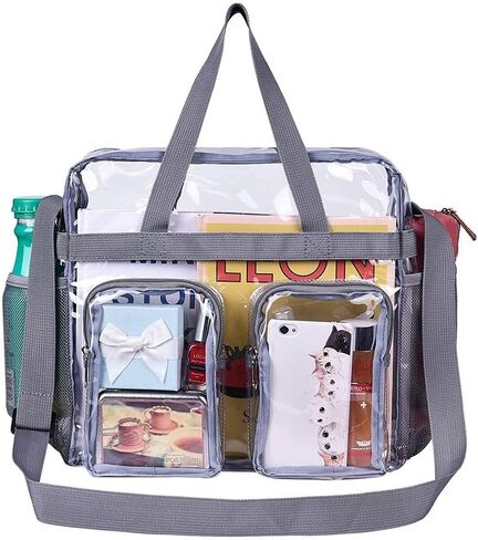 Clear Tote Bag 12x6x12 Inches - Reinforced Strap PVC Stadium Bag for Sports Events and Concerts, Leak-Proof Design in Saudi Arabia