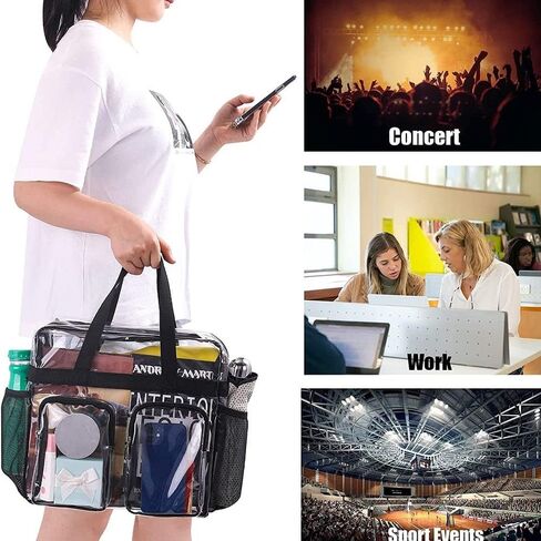Clear Tote Bag 12x6x12 Inches - Reinforced Strap PVC Stadium Bag for Sports Events and Concerts, Leak-Proof Design in Saudi Arabia