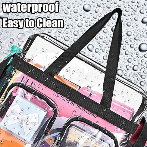 Clear Tote Bag 12x6x12 Inches - Reinforced Strap PVC Stadium Bag for Sports Events and Concerts, Leak-Proof Design in Saudi Arabia