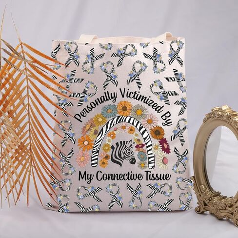 JNIAP Ehlers Danlos Syndrome Gift Personally Victimized By My Connective Tissue Tote Bag Zebra Warrior Gift in Saudi Arabia