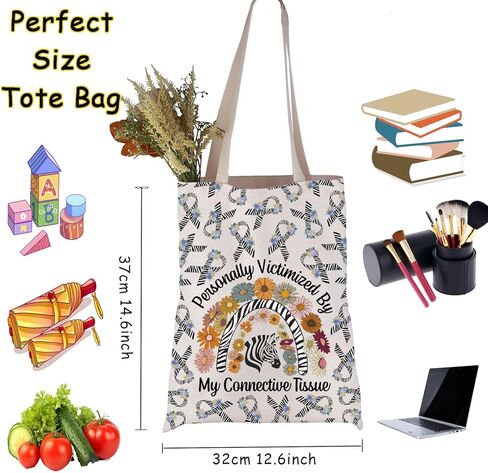 JNIAP Ehlers Danlos Syndrome Gift Personally Victimized By My Connective Tissue Tote Bag Zebra Warrior Gift in Saudi Arabia