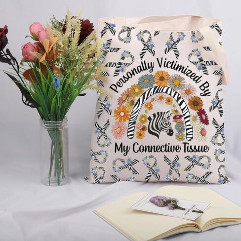 JNIAP Ehlers Danlos Syndrome Gift Personally Victimized By My Connective Tissue Tote Bag Zebra Warrior Gift in Saudi Arabia