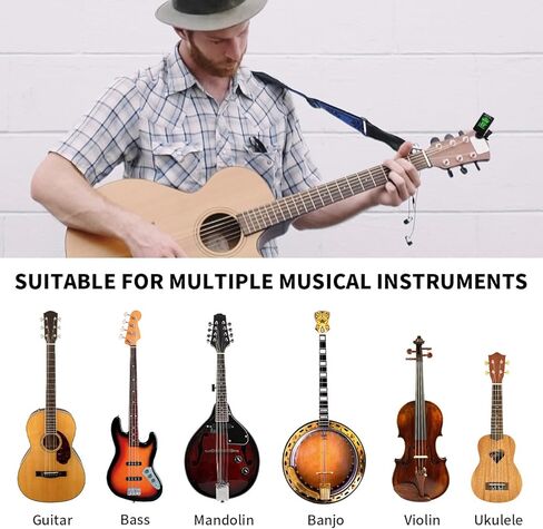 JOYO Guitar Tuner Clip Guitar Capo with 6Pcs Picks Guitar Accessories Digital Electronic Tuner for Electric Guitar, Bass, Acoustic, Ukulele, Violin in Kuwait