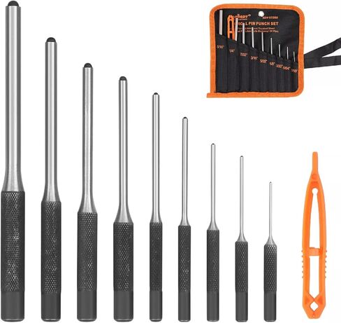 HORUSDY 9 Pieces Roll Pin Punch Set, Removing Repair Tool with Holder for Automotive, Watch Repair, Jewelry and Craft in Kuwait