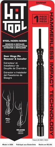 HIT Tool Door Hinge Pin Removal Tool – Spring-Driven Hinge Pin Punch & Steel-Faced Hammer – Compact, Hammerless Tool for Easy Pin Removal & Installation – Made in The USA in Kuwait