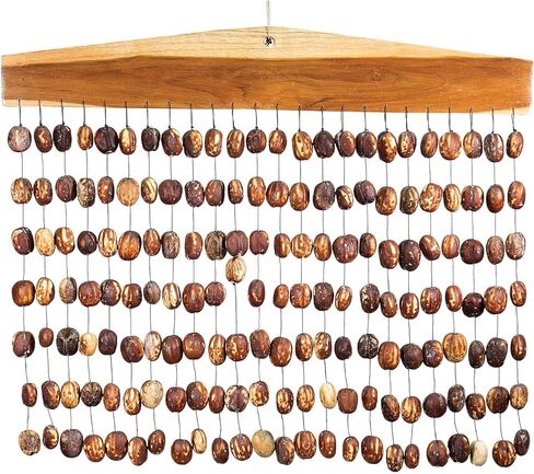 Terre Exotic Bar Chimes with 7 Rows of 24 Natural Nuts – Pangi, Juju, Chacha, Pala Options – Soothing Percussion Instrument (Pala) in Kuwait