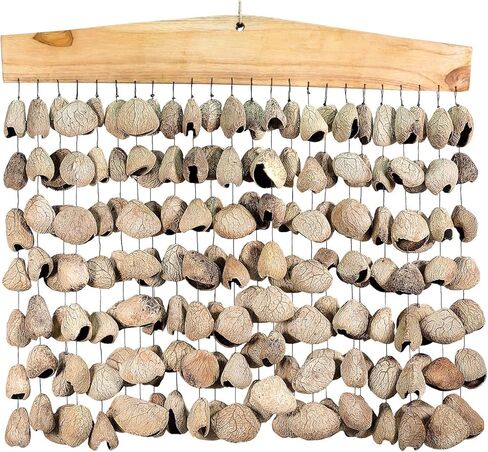 Terre Exotic Bar Chimes with 7 Rows of 24 Natural Nuts – Pangi, Juju, Chacha, Pala Options – Soothing Percussion Instrument (Pala) in Kuwait